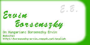 ervin borsenszky business card